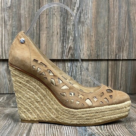 Calvin Klein Suede Espadrille Wedge Heels Sandals - Picture 1 of 10